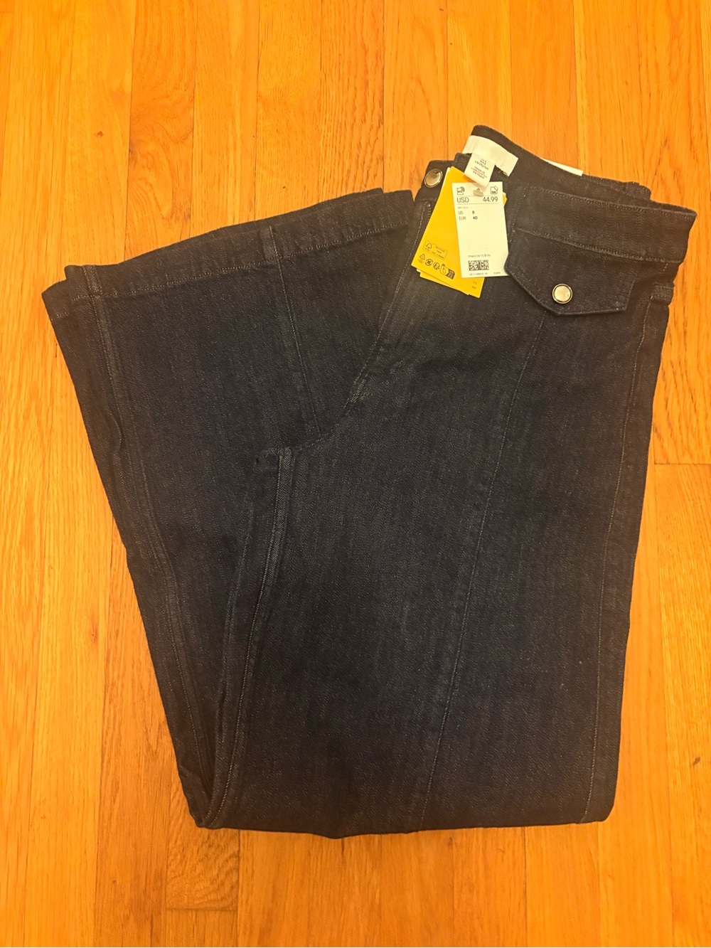 H&M Women's Wide Leg Jeans in Dark Blue
